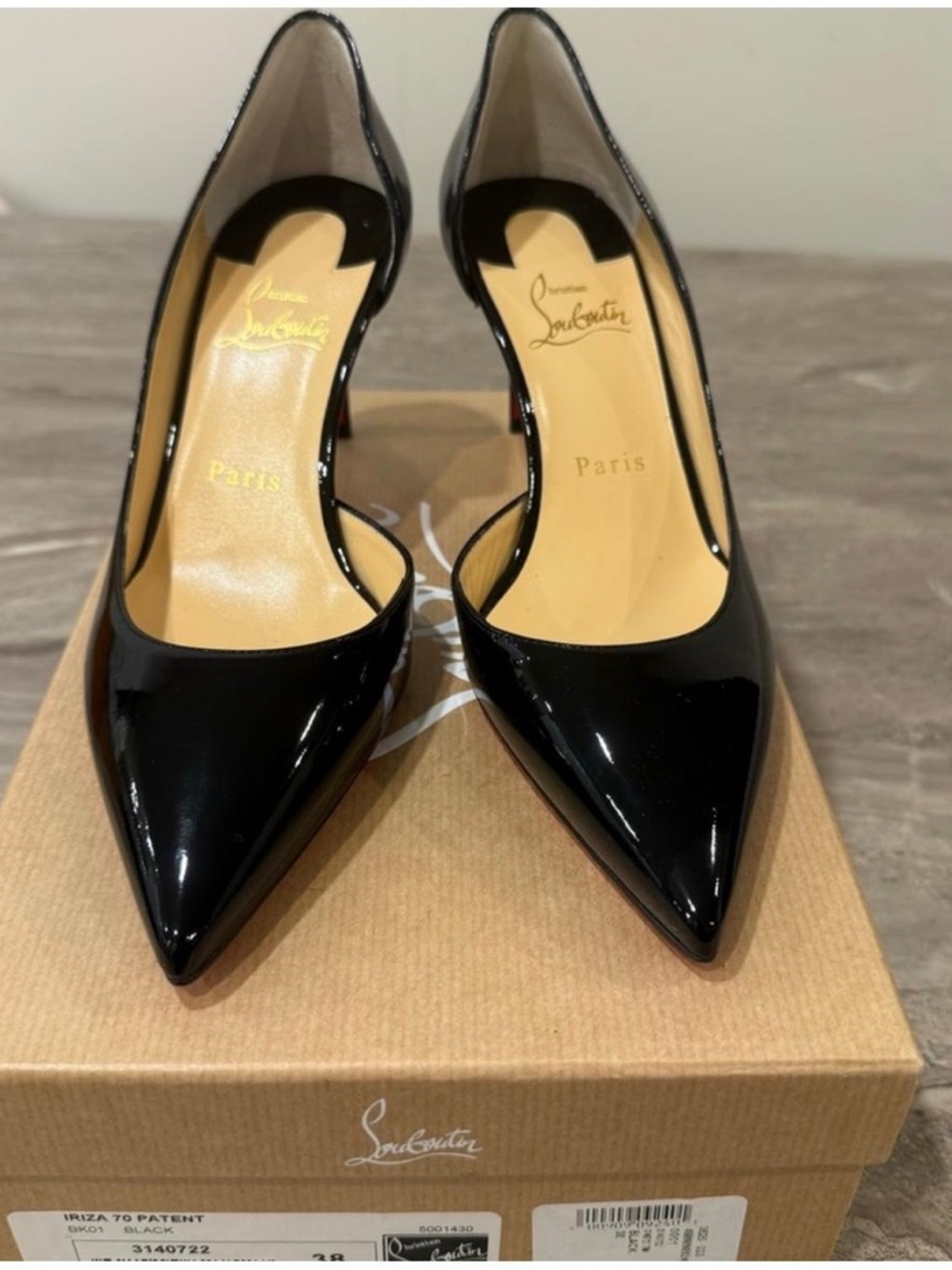 Christian Louboutin Black Patent Pointed-Toe Pumps
